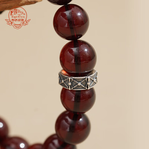 Potala Palace Blood Amber Bracelet Amber Men's and Women's Three Eyes Dzi Beads Southern Red Purple Dragon Crystal Plate Play Bead Bracelet Birthday Gift Blood Amber Southern Red Bracelet