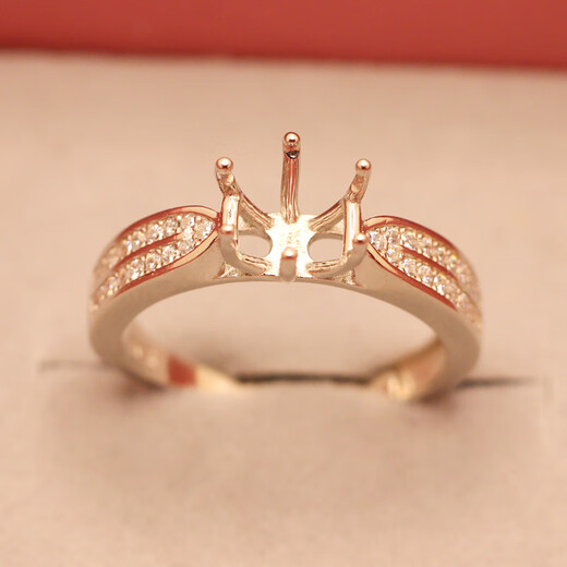 Fat Donglai's same style ring setting 18k gold empty setting 8 mm 2 carat diamond ring setting for women round pointed bottom diamond 9 half wall Jiangshan (8mm/2 carat) M6 opening adjustable