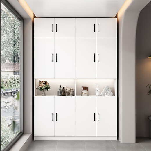 White taro balcony storage cabinet storage household large-capacity storage cabinet sun protection storage cabinet wall-mounted storage cabinet shoe cabinet custom-made two doors high 180 wide 60 deep 40 (installation included) Hollow style
