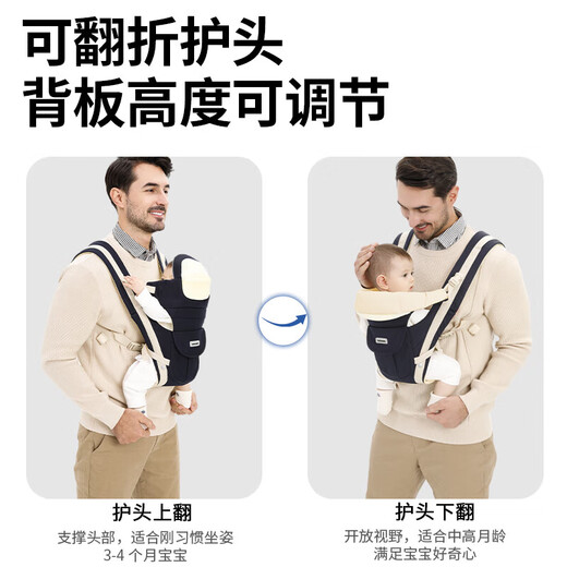 布兜妈妈婴儿背带腰凳前后多功能四季轻便宝宝前抱式外出抱娃神器 时尚款【薄荷绿】