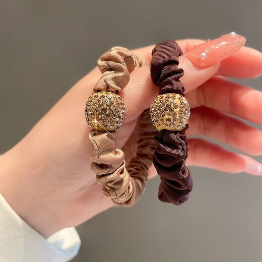 Princess Xiang's hair tie with high ponytail balls, hair band with hair band, women's rubber band headband, fashionable and simple hair rope, large intestine ring, 4 colors, 1 piece each, 4 packs