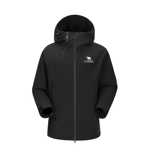 Camel (camello) Chaqueta dura al aire libre para hombres y mujeres con una sola chaqueta a prueba de viento 2024 Nuevo traje de montañismo de otoño [Armadura negra] R727