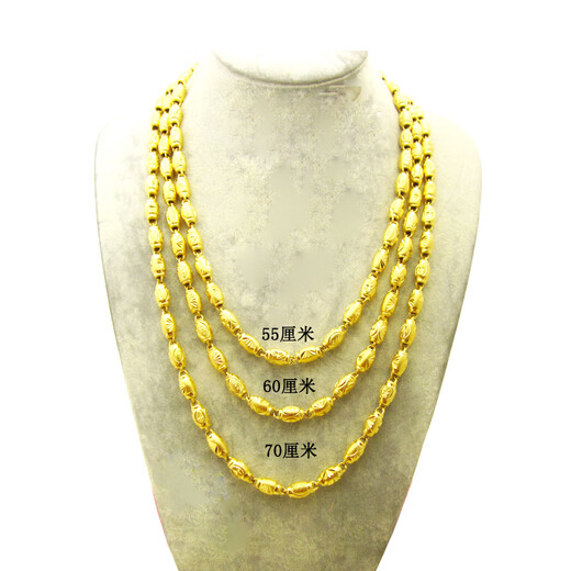 Cherry edge Vietnamese sand gold necklace men's hollow thick 24K simulated gold-plated 999 olive beads non-fading large gold chain 6 mm thick 60 cm 57 grams