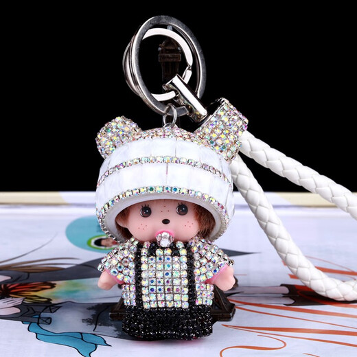 Shi Xiaohu Schlüsselkette für Frauen Diamond-Set Schlüsselkette Puppenwagen Key Ring Anhänger für Freundin Geburtstag Geschenktüte Hängende Dekoration Leidenschaftlich rotflüssiges Seilstil