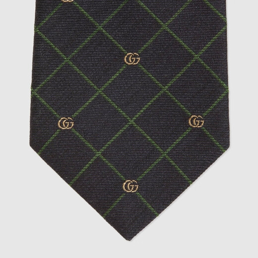 GUCCI Gucci Double G and plaid silk jacquard tie [Chinese Valentine's Day gift] Blue All size