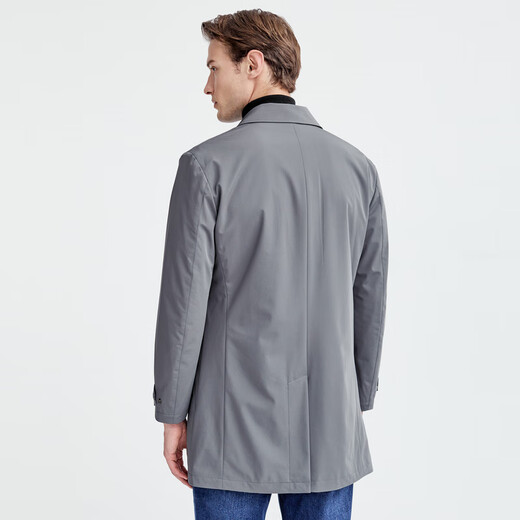 Septwolves windbreaker men's mid-length lapel jacket men's autumn business versatile solid color British style jacket men's QB 003 (medium gray) 170/88A (L)