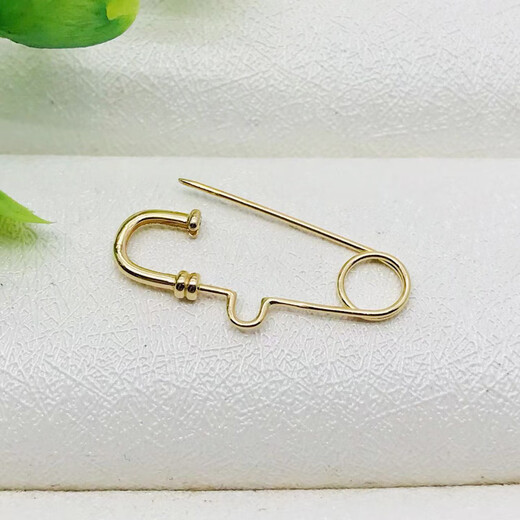 Ouyin 18K gold small pin brooch brooch accessories gold rose gold paper clip pearl pendant multi-functional diy accessories small K yellow (natural color) 1 piece