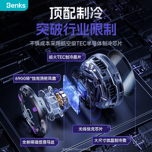 邦克仕（Benks） 手机散热器MagSafe磁吸苹果无线充电器15W快充半导体制冷适用于苹果15三星黑鲨华为背夹散热器 升级款丨可结霜【无线充+半导体散热】1秒极速降温