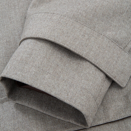 Dongbolini Men's Autumn and Winter New Wool Parka Windbreaker Removable Hat Casual Jacket Brown M 48