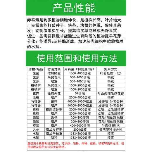 Sanliu Shanghai Tongrui 3% gibberellic acid seedling weight gain, seedless germination, early flowering, gibberellin 920 growth regulator 100ml