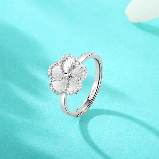 Yuan Shengfu's new PT950 fashionable flower imitation diamond platinum ring, versatile platinum ring for women, 4.19 grams