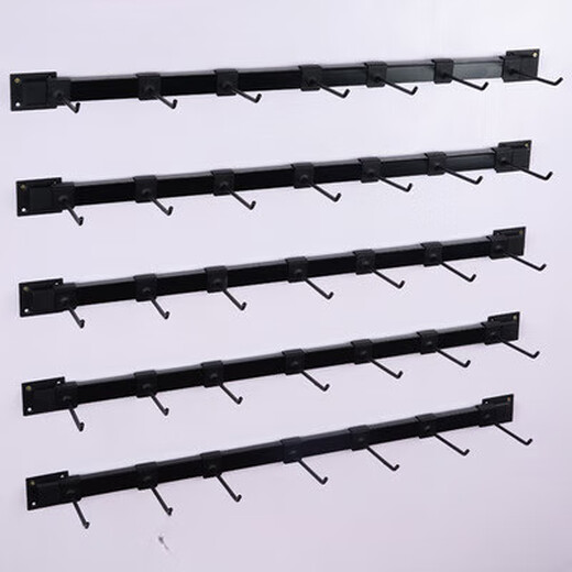 Safety helmet rack bracket wall hook wall bracket display shelf hat rack construction site workshop wall-mounted placement rack Q1SN9854 black 50 cm long with 4 hooks (thick 4MM)