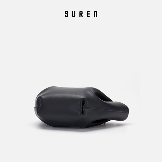 素人SUREN 女包轻奢贝壳包单肩包情人节礼物原创设计百搭牛皮 2206 经典黑