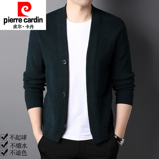 Pier Cardin brand high-end men's clothing, men's knitted cardigans, spring and autumn wool jackets, casual and fashionable sweaters, tops, fashion clothes, new products, knitted black M 165