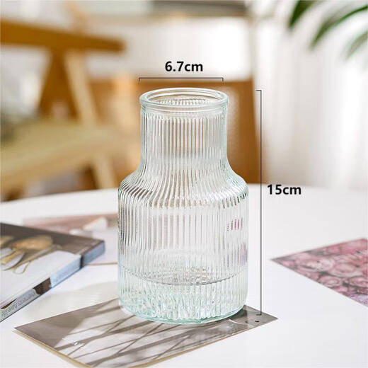 Flower vase, flower arrangement, water-raised glass, high-looking handmade large-diameter vase, living room and bedroom decoration, big belly vase 2 pack (one pattern each)