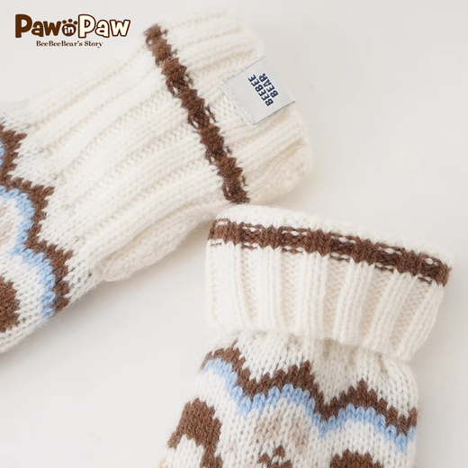 PawinPaw cartoon bear children's clothing children's autumn and winter knitted five-finger gloves for boys and girls to keep warm and comfortable pink/25 4-12 years old
