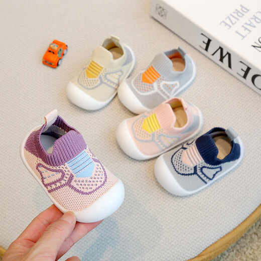 Baby Soft Soled Casual Shoes Kindergarten Children's Anti-Slip Sports Shoes Baby Toddler Flywoven Shoes Four Seasons Children's Shoes for Men and Women Purple-Flywoven Inner Length 12.5cm 9-12 Months