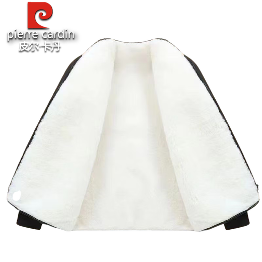 Pierre Cardin Winter Parka Men's Sheepskin Jacket with Fur Integrated Liner Jacket Warm Thickened Coat Real Wool Cotton Jacket Whole Leather Black Sheepskin Liner (Removable) 3XL Recommended Weight 150-165