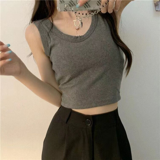 JKASHDK 纯棉吊带背心女纯棉一体式文胸打底百搭运动小背心带胸垫短款上 黑色+白色【质量版】 M 95-130斤