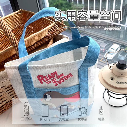 Disney bag women's bag mini canvas handbag cartoon canvas bag Judy blue and white commuter bag birthday gift for women