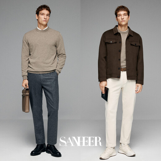 Sanheer profite du cadeau de la nature. Texture de serrette Pullmère cachemire moelleux et chaud pur cachemire rond Sweater Daz753 Camel Brown 50 / L