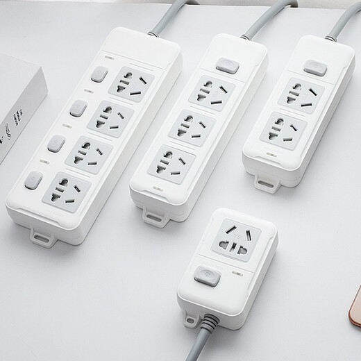 High-power 16A plug-in air conditioner special socket 10a to 16a conversion plug extension cord 4000W switch plug wiring board Kangjiafu drag wiring board 107D separate control four-plug (16A plug) 1.8 meters