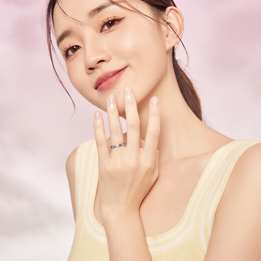 Saturday Fortune (ZLF) PT950 hard platinum ring for men and women, platinum proposal and confession, couple ring, ripples, No. 18-2.29g