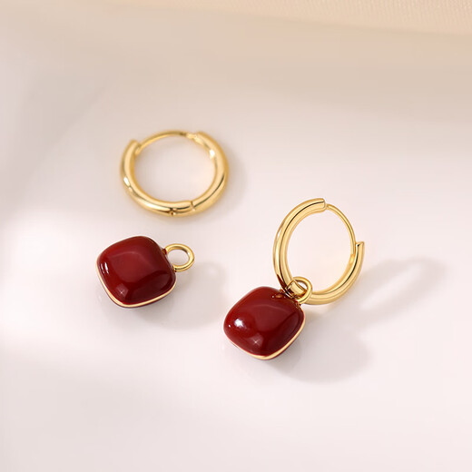 YIZUN. CHOMEL 999 Pure Silver Red Earrings for Women 2025 New Year Niche New Year Premium Earrings Zodiac Year Earrings Gift for Wife 999 Pure Silver Needle Earrings