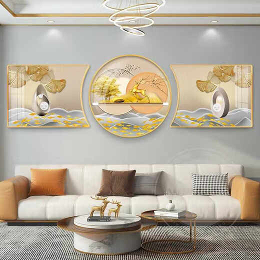 
Chengzi's living room decoration paintings, sofa background wall decoration paintings, triptych paintings, modern simple and atmospheric combination paintings, JD15279 Jiahe Fugui 40*30/40*40/40*30 Hand-made diamond inlaid paintings, pvc black edges