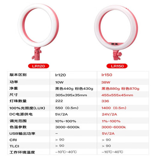 神牛LR150环形补光灯美妆灯LED直播美颜灯化妆灯网红主播补光灯 灯架套装