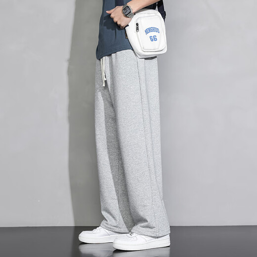 Foss Phil pants men's autumn and winter all-match straight pants drapey wide-leg pants loose sports casual pants 206 gray XL