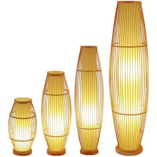 Miaopule Luz Lámpara de pie japonesa de lujo Zen chino Bambú Sala de estar Dormitorio Estudio Decoración B&B Lámpara de noche retro simple Lámpara de mesa pequeña 20 * 43