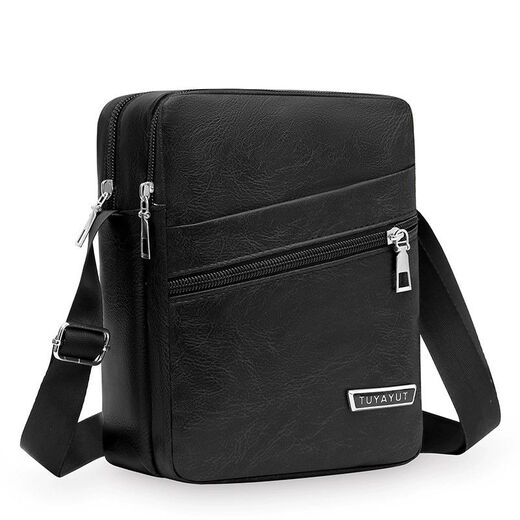 Changyin New Style Herren japanischer und koreanischer kleiner tragbarer Tasche kleine Tasche Weiche Leder -Männer -Tasche Crossbody Crossbody Casual Leichter Rucksack Y9711 Schwarz