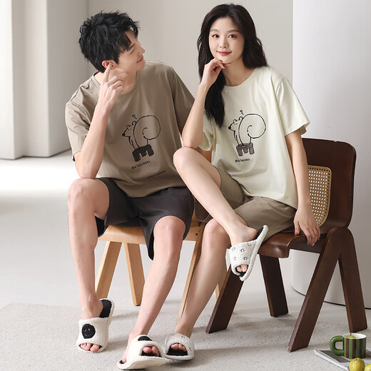 HUALIN FASHION夏季睡衣莫代尔棉家居服宽松短袖可外穿 6636 175 女L