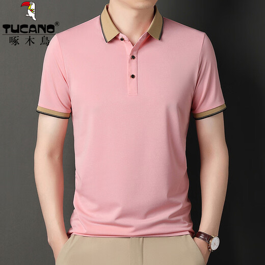 
Woodpecker (TUCANO) short-sleeved T-shirt men's lapel solid color ice silk thin Polo neck T-shirt middle-aged and young people loose and non-iron men's half-sleeved JD9918 Navy 170