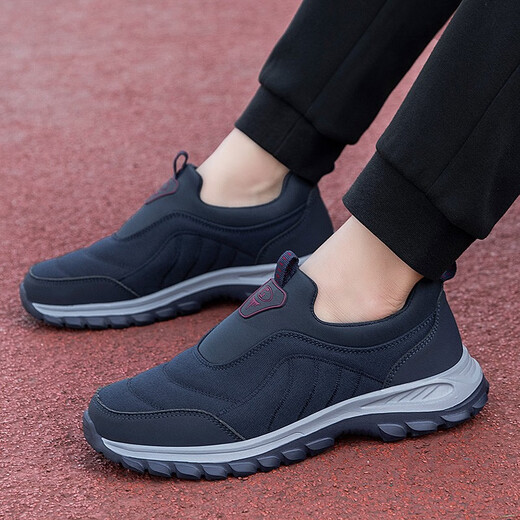 
Sleeping Miao Beijing cloth shoes summer mesh middle-aged and elderly men pedaled with one foot, soft sole, lightweight dad shoes, healthy men's old men's shoes 9207 men's dark blue 41