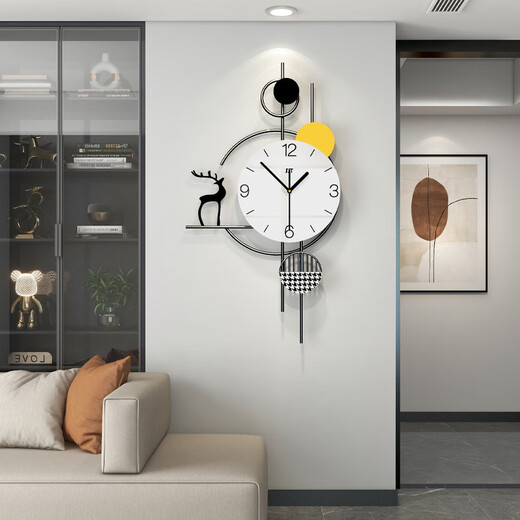 Jiujiuda Watch Living Room Home Wall Clock Creative Fashion 2025 New Simple and Atmospheric Internet celebrity restaurant wall hanging decoration clock WM653 Small [32X58CM]