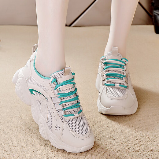 Only five pairs of genuine leather thick-soled dad shoes for women ins fashion 24 spring and winter style breathable women plus velvet Mi Zi 35