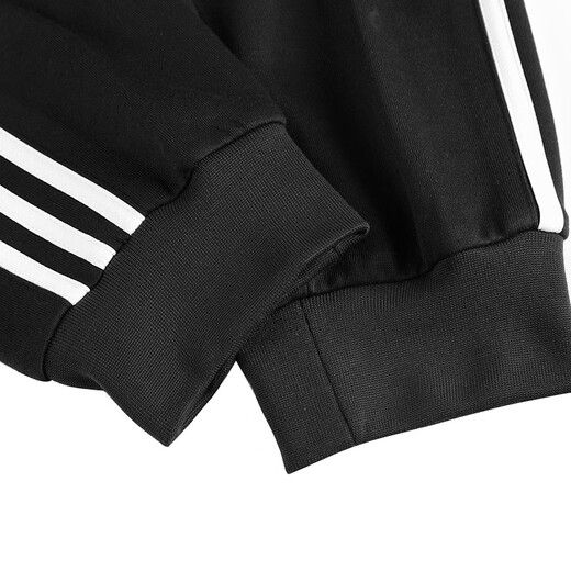 adidas 阿迪达斯运动裤束脚裤宽松直筒裤经典三条纹休闲裤健身运动长裤 【透气款】黑白-直筒裤  L 推荐:175-180cm