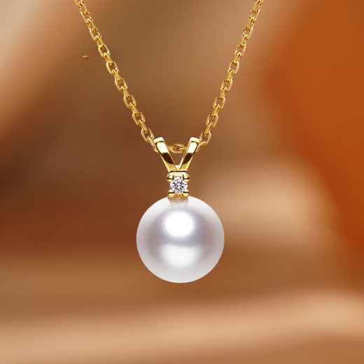 Guran Nanyang Gold Pearl Pendant 11-12mm 18K Gold Seawater V-shaped Diamond Light Luxury Design Necklace Young Women Nanyang Gold Pearl 11-12mm +925 Silver Chain