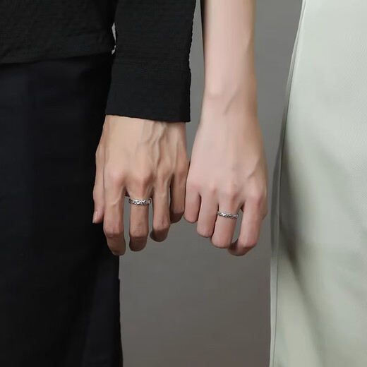 AIF Polaris 999 foot silver couple ring female couple pair ring Zhong Jiujiu birthday gift for girlfriend to give boyfriend Polaris couple pair ring + gift box/Seven warehouse delivery