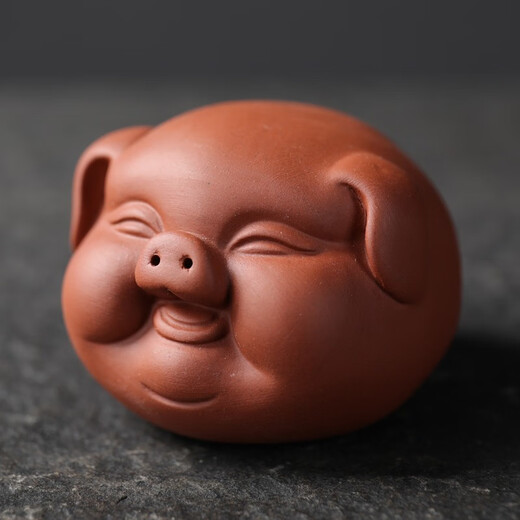 Yuxuan purple sand tea pet ornaments tea play tea art piggy boutique can raise fortune little lucky pig tea tray tea play home little lucky pig-red mud