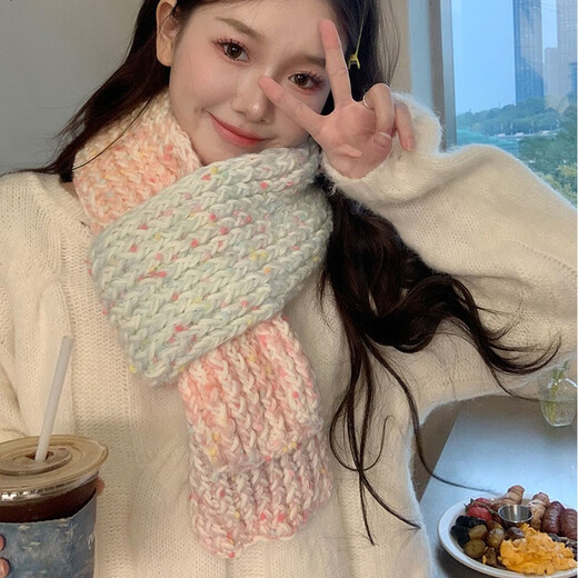 Tuzun Gradient Rainbow Sugar Scarf Wool Knitting Material Pack DIY Handmade Scarf as a Gift for Boy and Girl. 1 Ball of Rainbow Sugar Pink Yellow Gradient (150g/Roll) Can Weave 165cm Long Artifact Material Pack Your Own Ribbon Tutorial