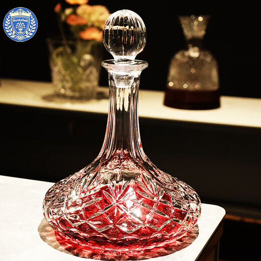XiangxingROCK high-end light luxury crystal glass with lid red wine decanter pot pouring wine decanter ornaments diamond pattern-decanter simple package 1200ml
