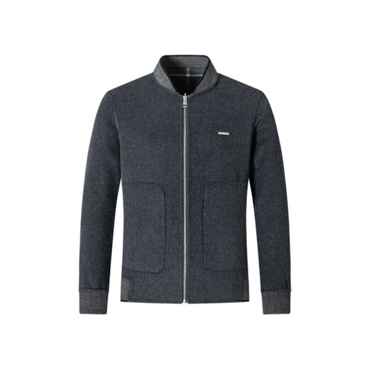 Sieben Wolf doppelseitige Jacke Herren-Watte Wolle Wolle mit zwei Lächen breiter Baseballkragen warme dicke Jacke Herren