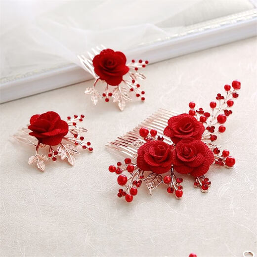 Happy mother-in-law's updo hair ornaments wedding wedding happy mother's wedding banquet hair accessories updo hair accessories exquisite flower head flower 18# package wine red