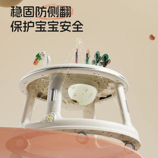 Semmook Baby and Children's Walker 6 bis 18 Monate weigert sich, sich umzusetzen, und multifunktionales Baby und Säugling lernen, Creme White zu fahren [Musikschalen-Spielzeugfußpad]