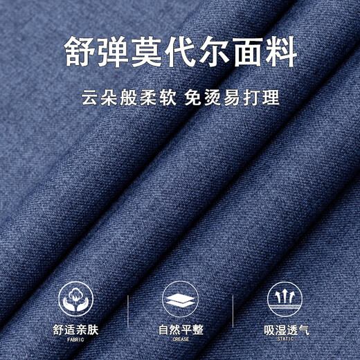 杉杉【舒弹莫代尔】长袖衬衫男免烫春季休闲商务高档衬衣 灰兰色 41