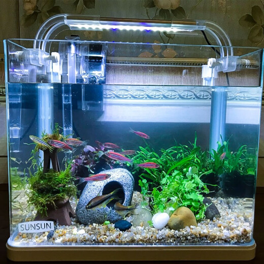 SUNSUN fish tank, small aquarium, hot-bent ultra-white glass ecological goldfish tank, desk, aquatic plant tank, 50cm long hot-bent ultra-white naked tank