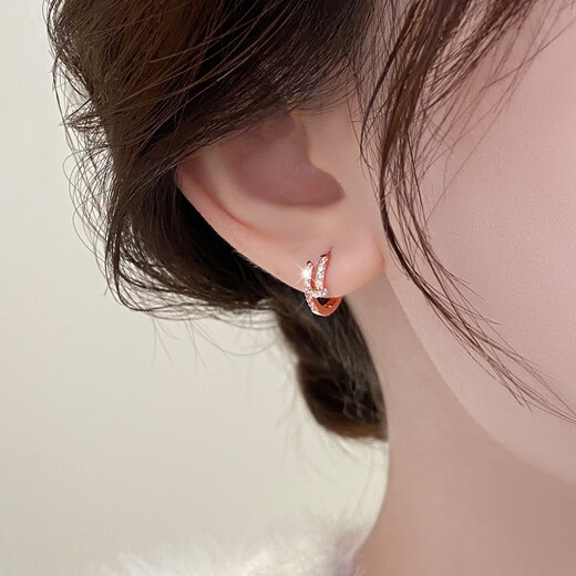 DL 1998 Fat Donglai same style 18k rose gold earrings French women's 2025 new light luxury niche earrings French exquisite rose gold earrings